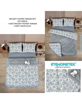 ETE HOMETEX ÇİFT KİŞİLİK LÜX WELSOFT YORGAN 195X215CM AKSU GRİ 8696474231868